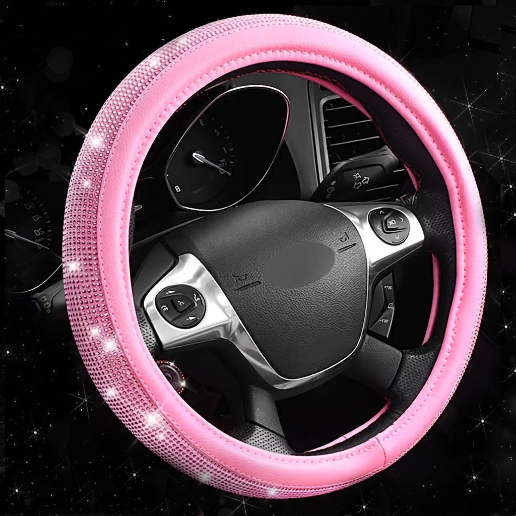 New car rhinestone fully rhinestone-hot rhinestone steering wheel, personalized handlebar cover, unisex steering wheel, Amazon