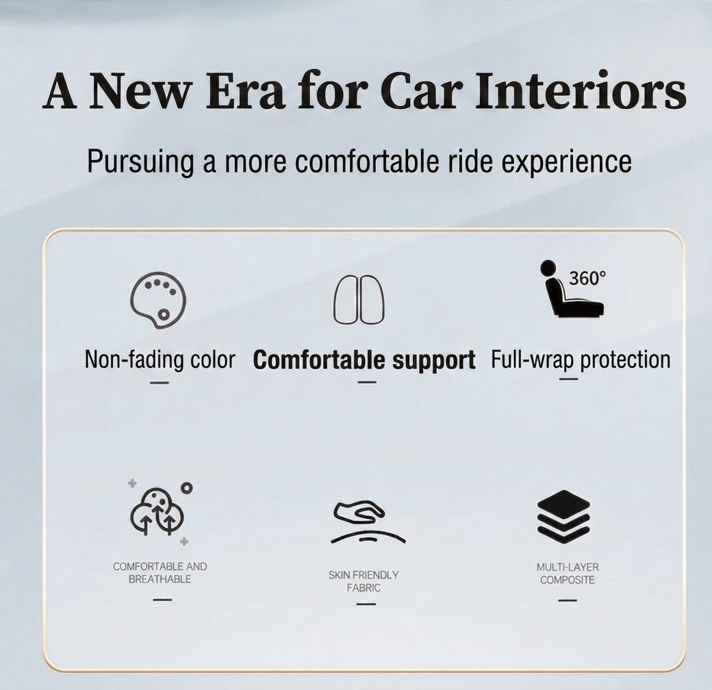 The five-seater car seat cushion is fully surrounded by the all-season universal leather seat cover, which is wear-resistant, dirt-resistant and breathable