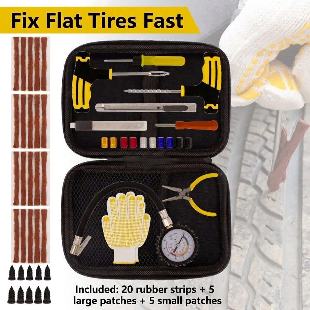 Tire Repair Kit - 61-Piece Emergency Tool Set