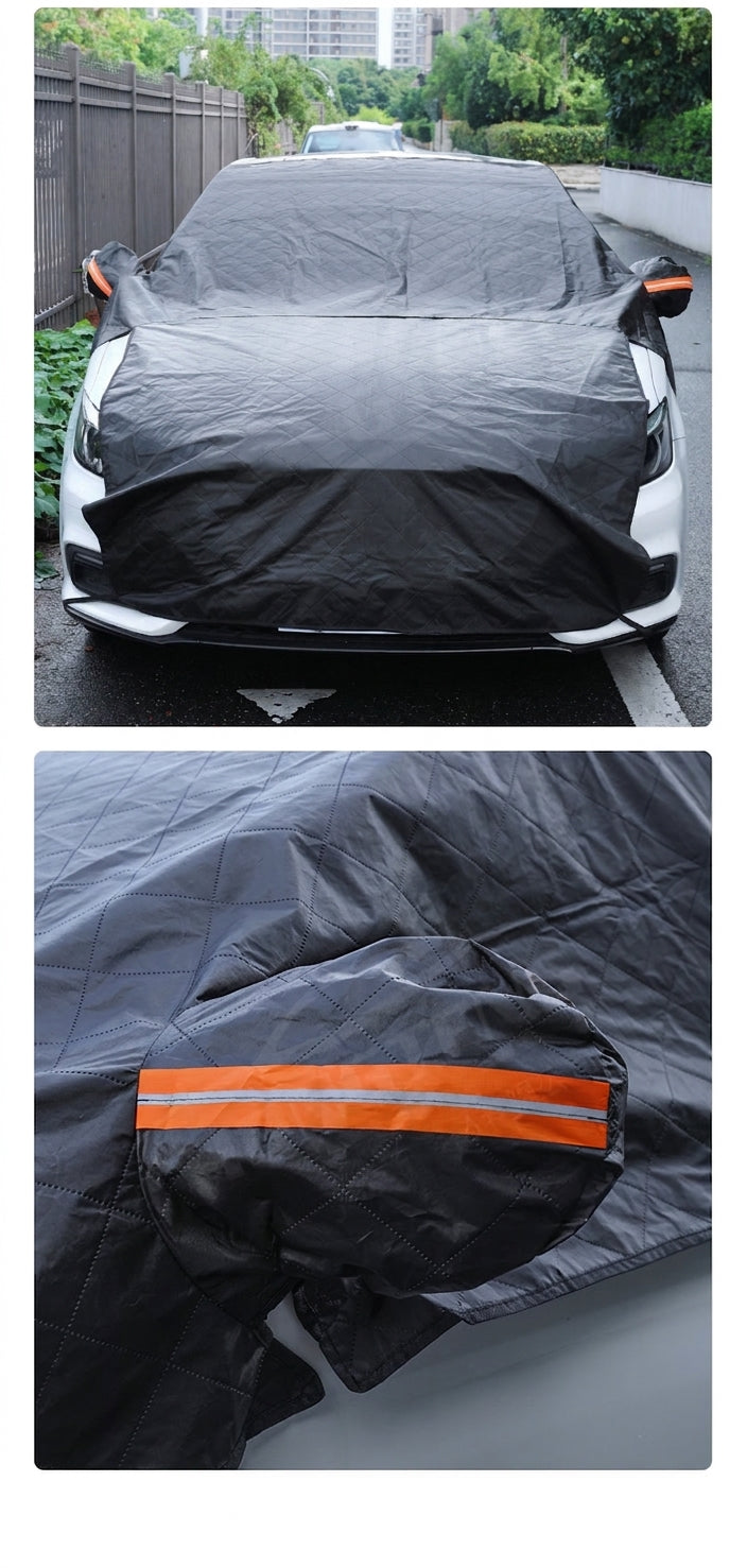 Car Snow Cover - Front Half Cover with Straps