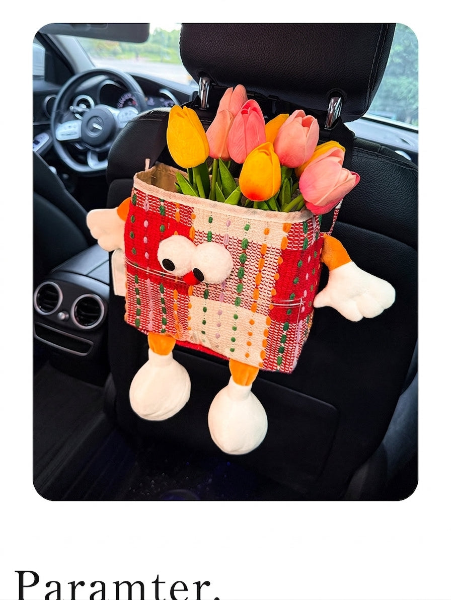 Car trash bin, waterproof two-in-one storage box for car seatbacks, plastic storage container for automotive supplies