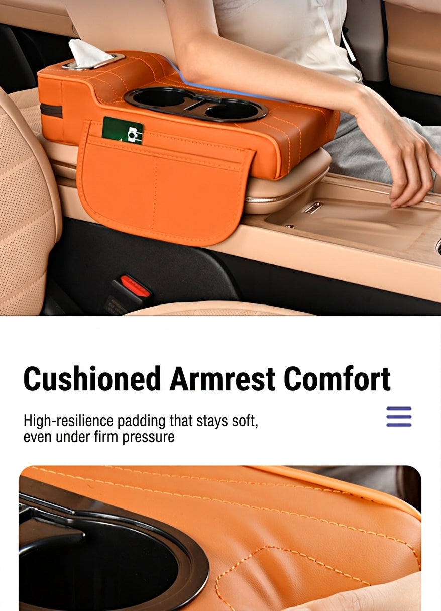 2025 New Central Car Armrest Box Height Pad Cover Protective Cover Double Cup Holder Premium Leather Car Accessories