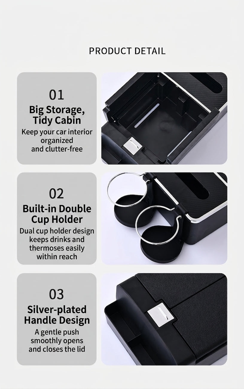 Car tissue box, armrest box, multifunctional water cup holder, storage box, creative and simple car interior sundries storage box