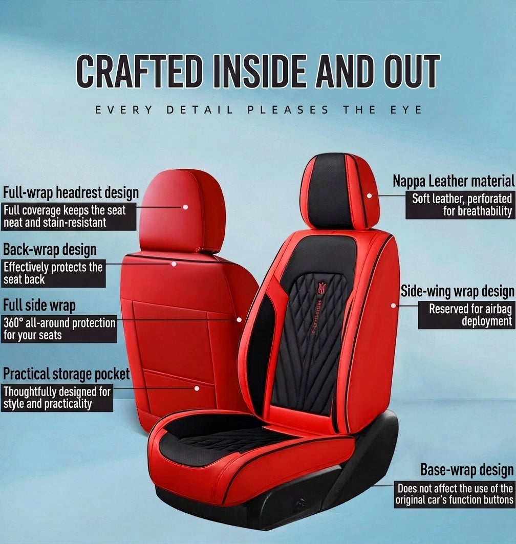Car seat cushion Nappa leather breathable all-season universal seat cover, full-coverage high-end seat cushion car seat protective cover