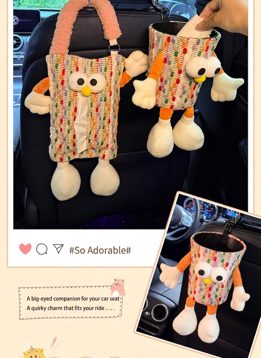 Car tissue box, cute plush toy hand, foot car, in-car tissue hanging bag, high-end practical car armrest box tissue box