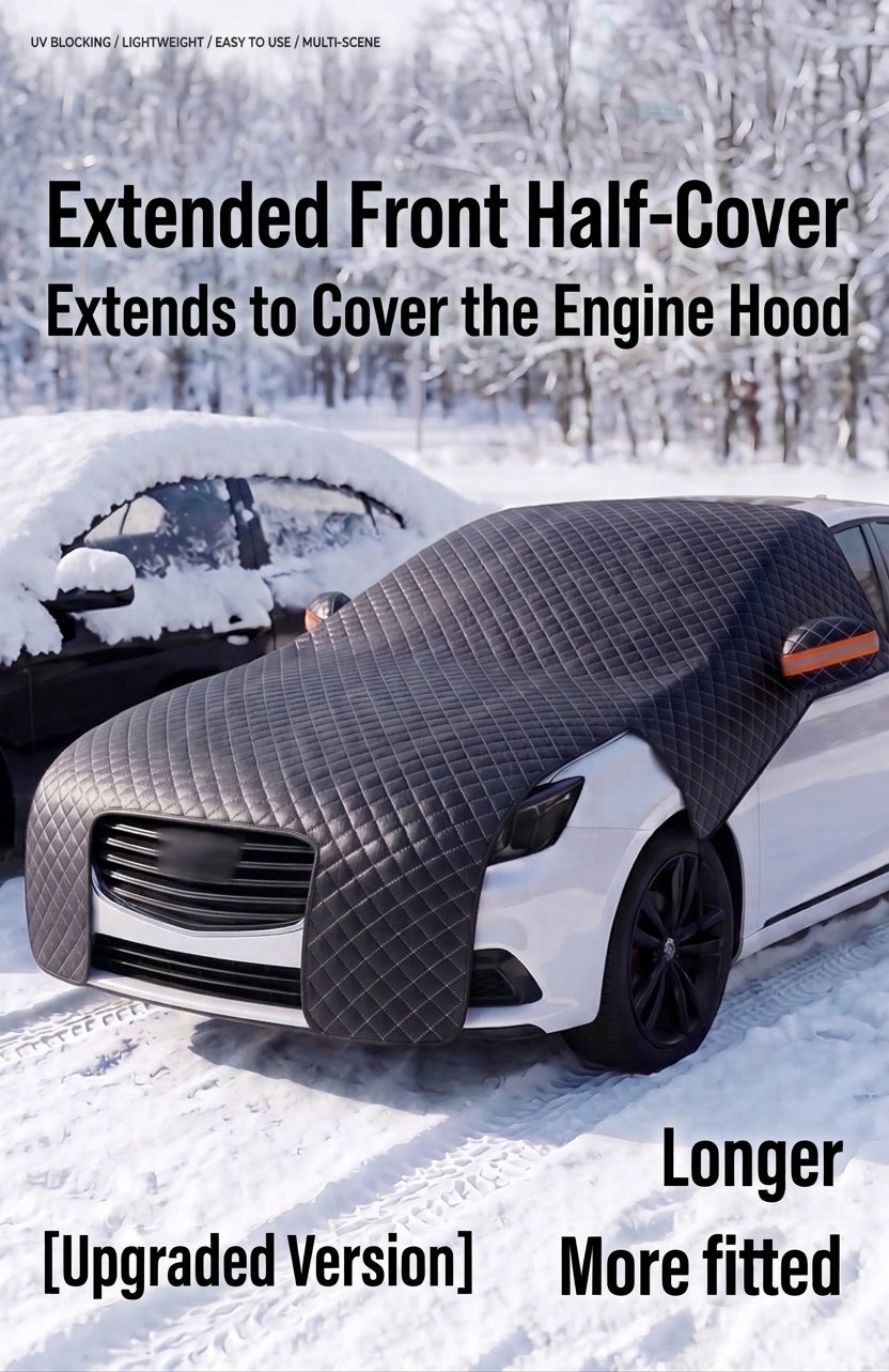 Car Snow Cover - Front Half Cover with Straps