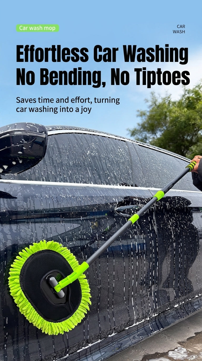 Car wash mop, car wash brush, car brush bristles, retractable long rod, retractable car wash brush cleaning tool