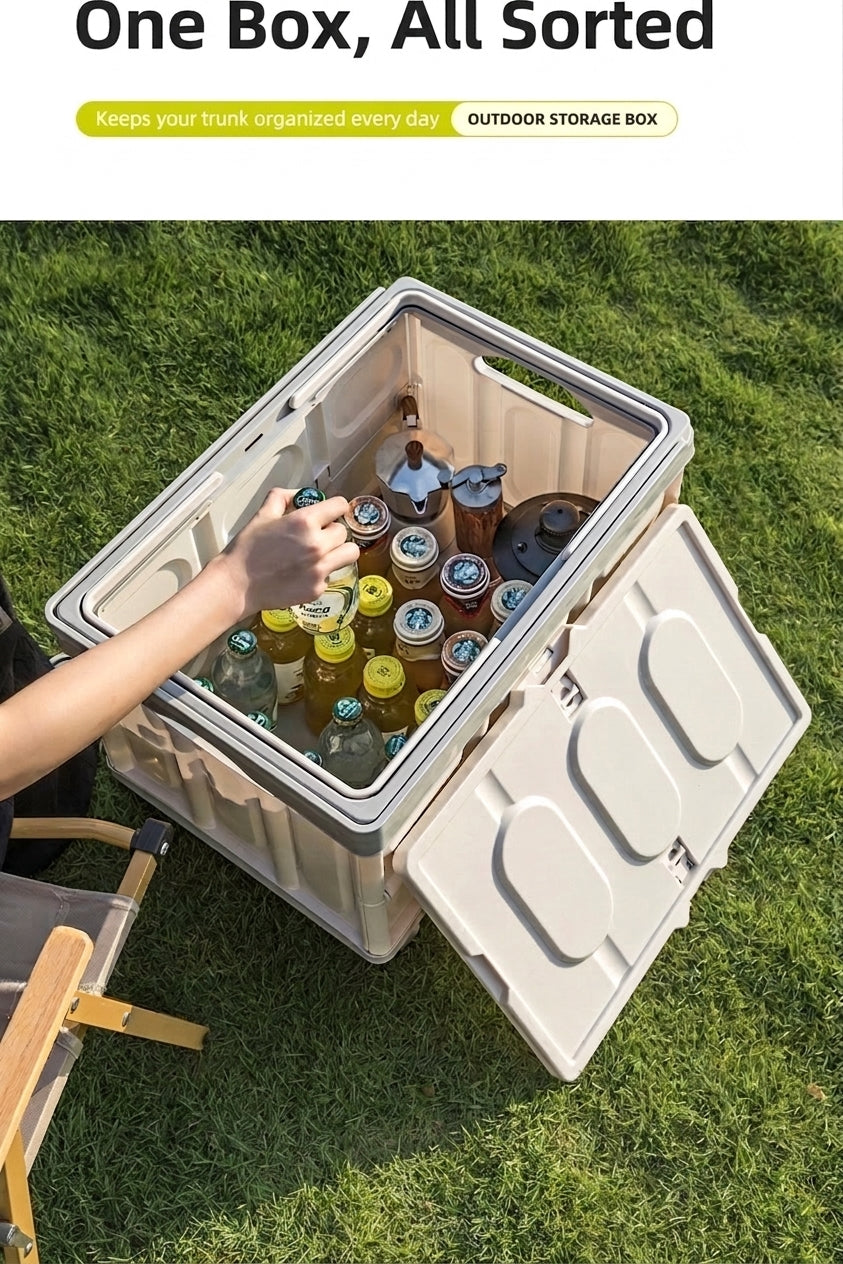 Outdoor foldable storage box, car trunk storage box, multifunctional camping picnic hand-carry basket, picnic storage box