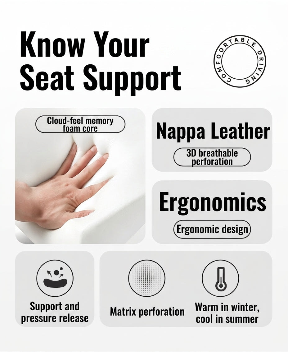 Summer breathable memory foam car headrest lumbar support premium car seat pillow car leather neck support pillow