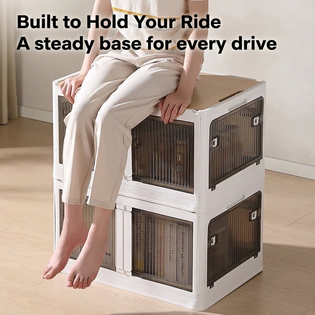 Outdoor camping and picnic folding storage box Car storage wooden cover car trunk multi-functional sorting box