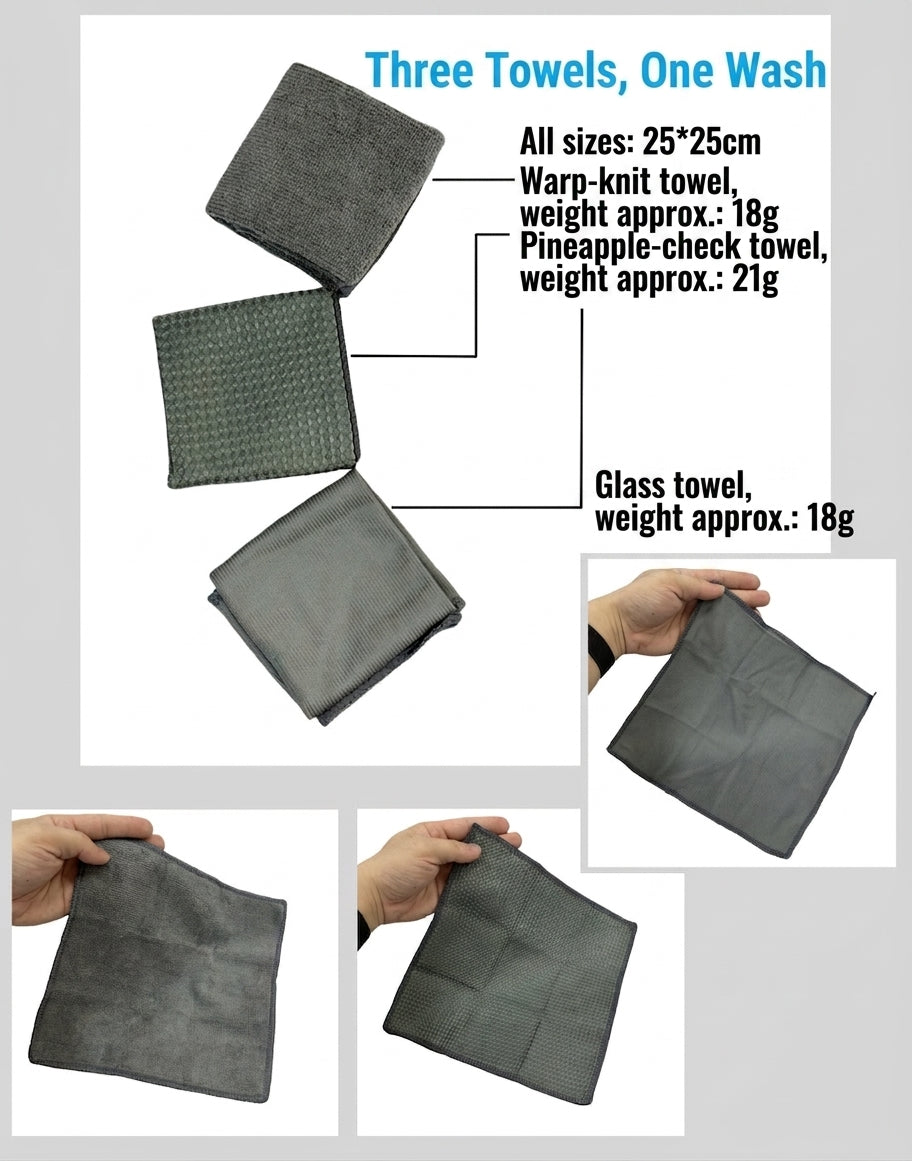 Car cleaning 9-piece set: car towels, home car wash gloves, car washing towels, rags, waxing sponges, hub brushes