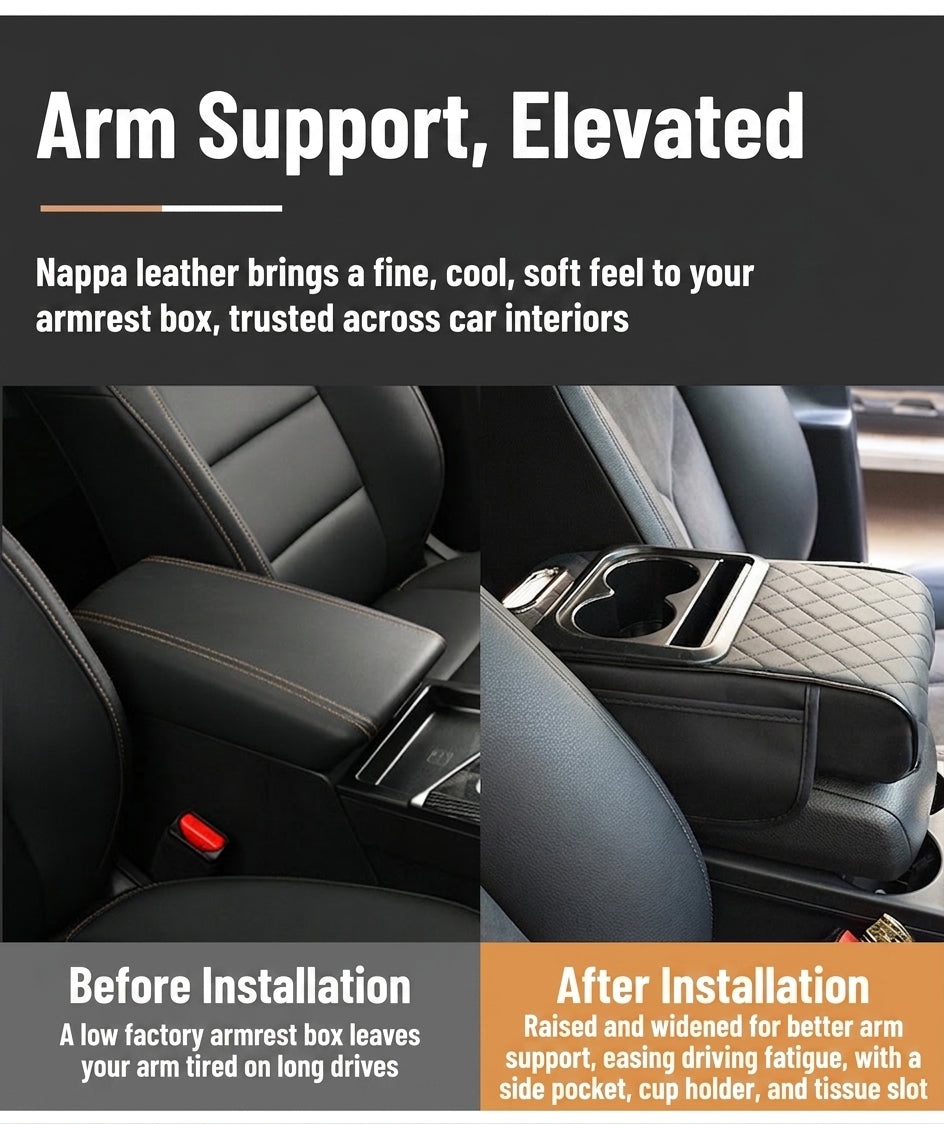 Armrest box raised pad, car cup holder, tissue box (Huotong Global · Light Custom) universal microfiber leather