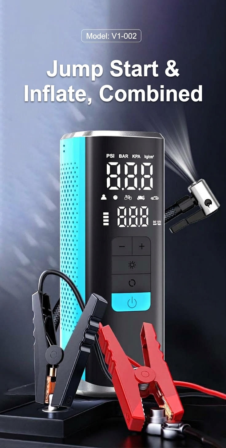 Cross-border vehicle-mounted electric air pump for air and power transfer, integrated car and motorcycle emergency start power supply, 12V 25-cylinder