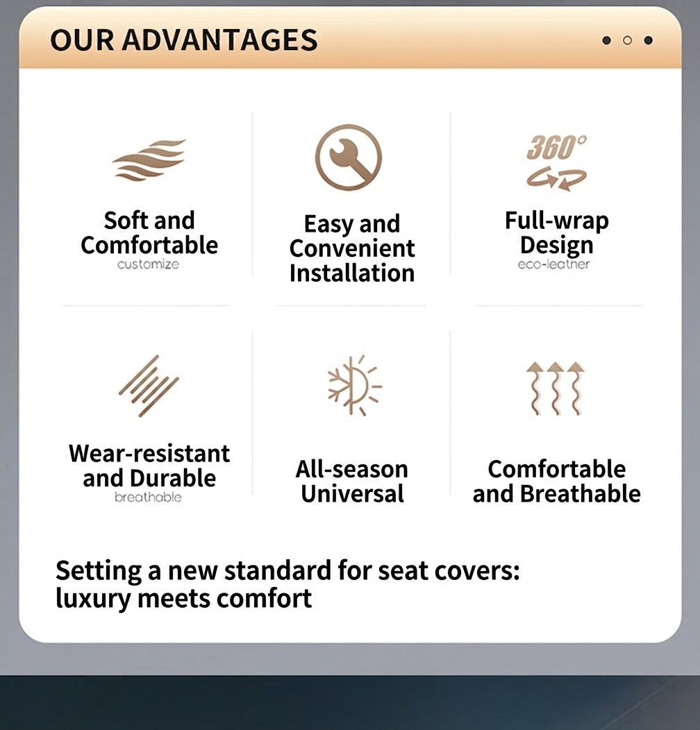 3D Nappa leather car full-coverage integrated headrest cover, all-season universal sports seat cover, leather seat cushion manufacturer wholesale