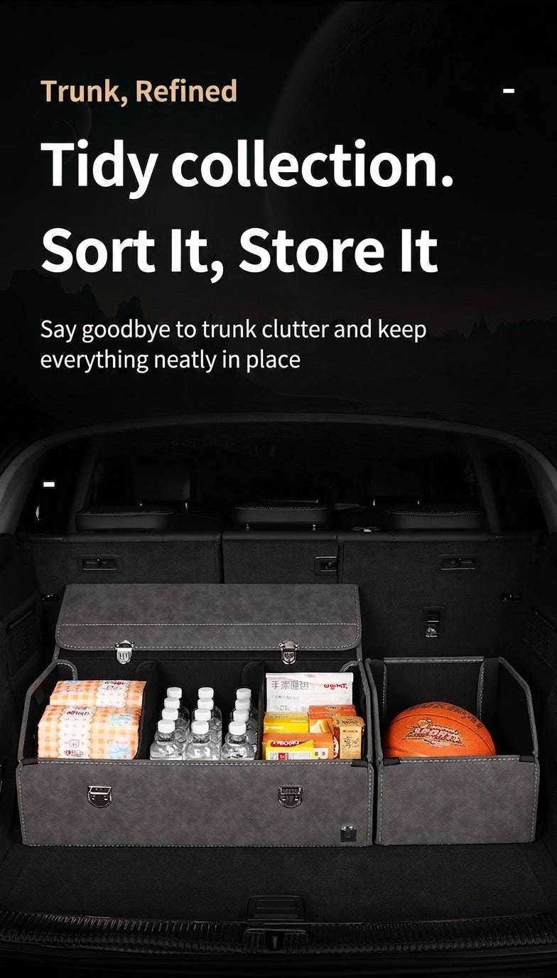New woven pattern car trunk storage box, foldable car storage box, leather organizer box, factory wholesale