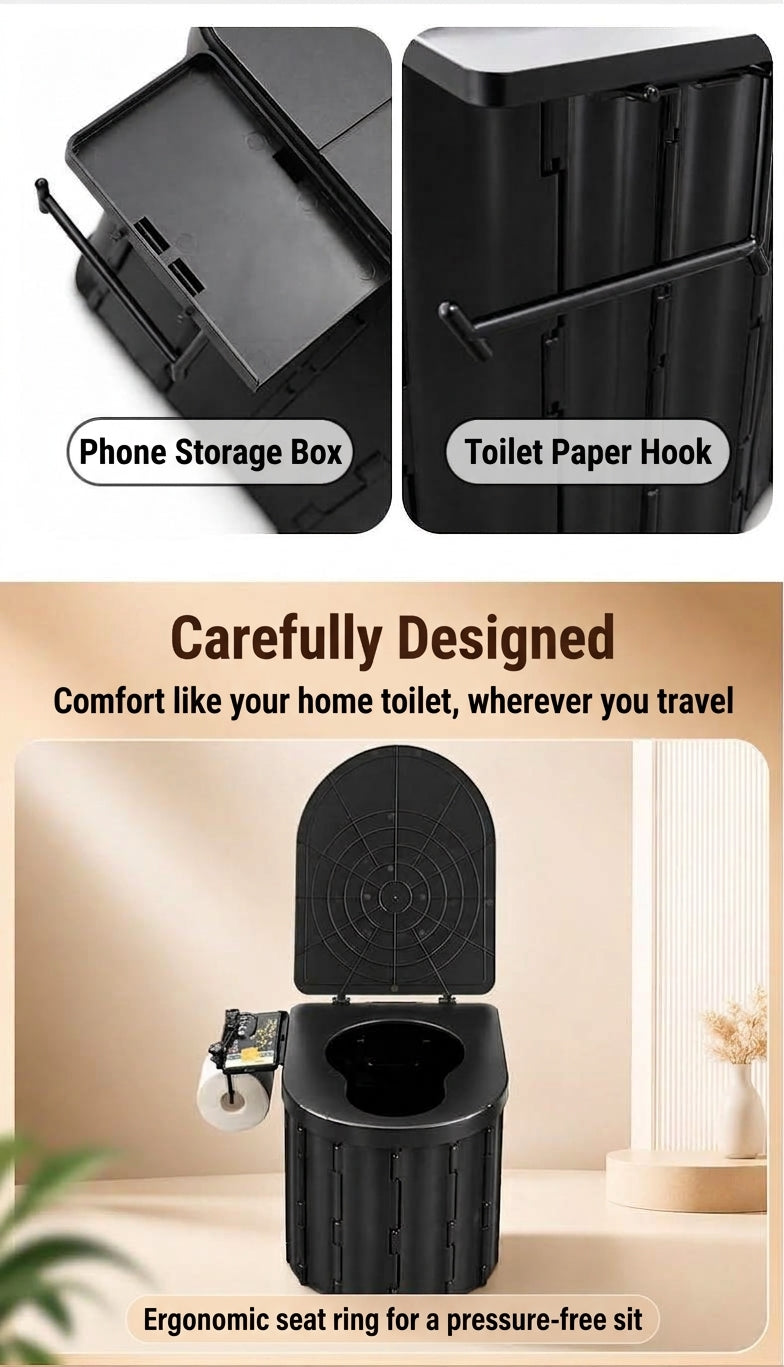 2025 New Model Raised Outdoor Folding Toilet with Lid Portable Car Mobile Toilet Travel Camping Toilet