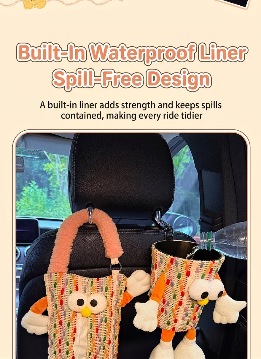 Car tissue box, cute plush toy hand, foot car, in-car tissue hanging bag, high-end practical car armrest box tissue box