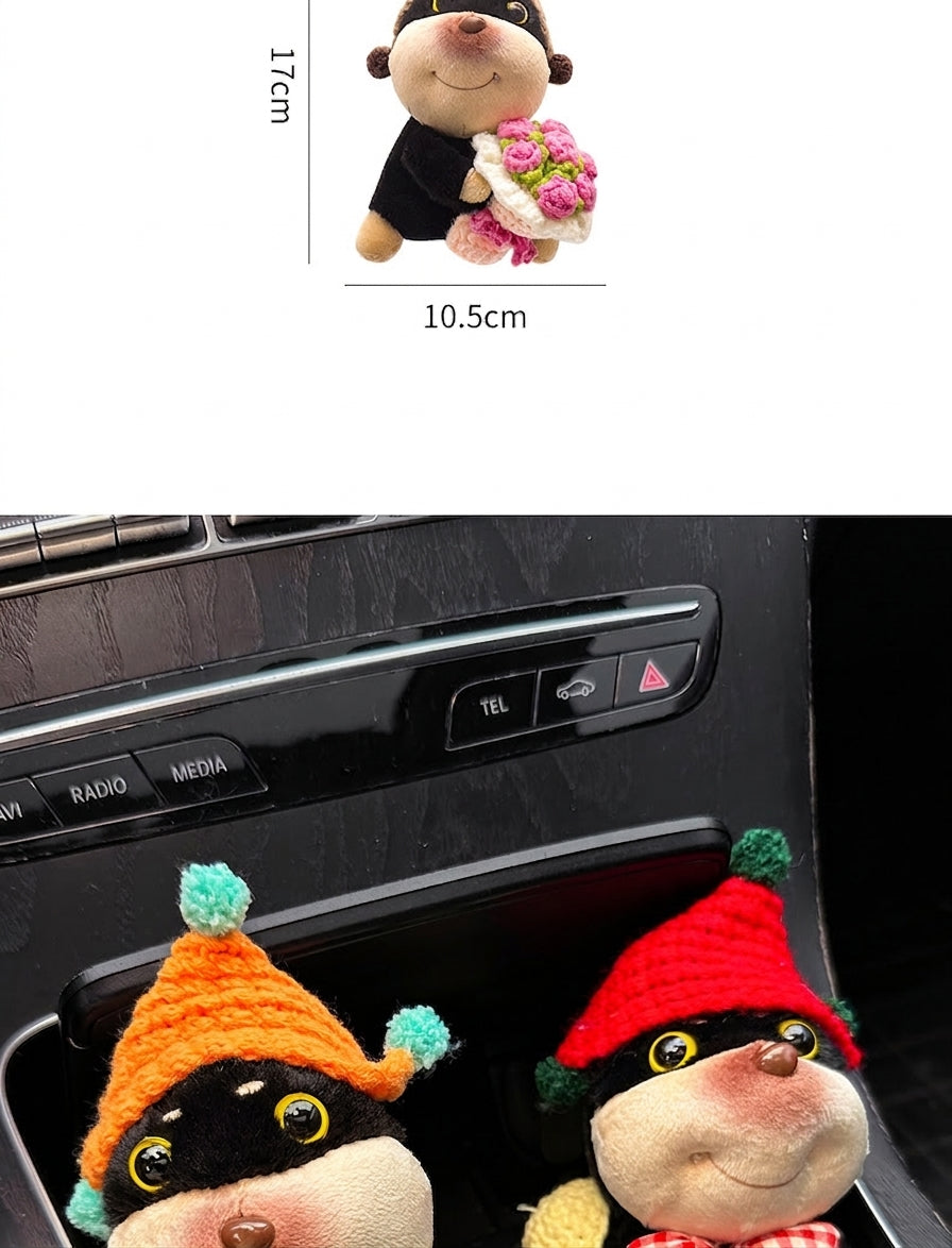 Car ornaments cute dolls bee dog car central control screen party doll display screen decoration car interior products