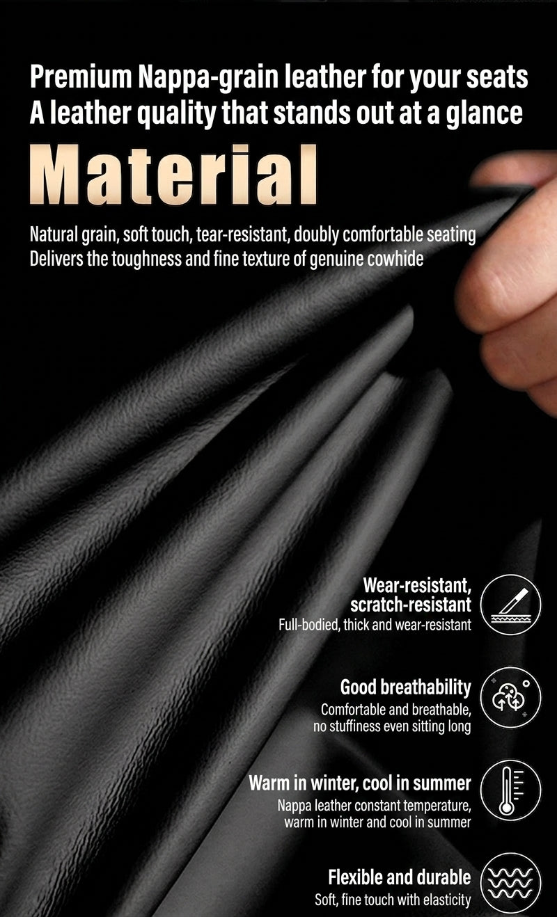 The five-seater car seat cushion is fully surrounded by the all-season universal leather seat cover, which is wear-resistant, dirt-resistant and breathable