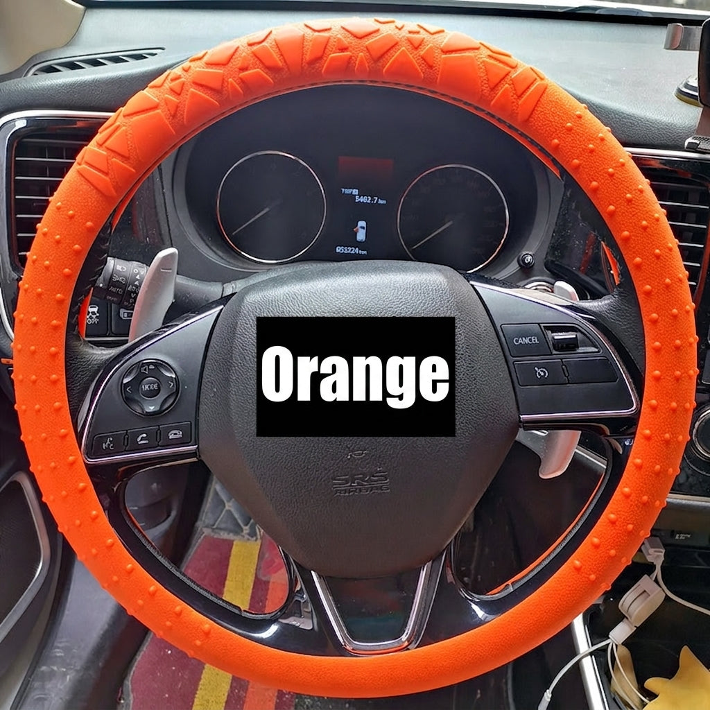 Cross-border geometric pattern non-slip silicone steering wheel cover, car D-round universal elastic particle sun-protection thickened handlebar cover