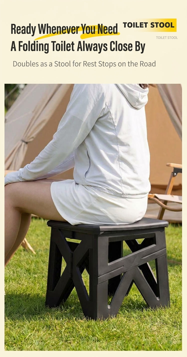 Outdoor camping folding toilet, car-mounted portable odor-resistant adult mobile travel toilet stool