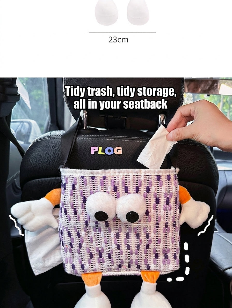 Car trash bin, waterproof two-in-one storage box for car seatbacks, plastic storage container for automotive supplies