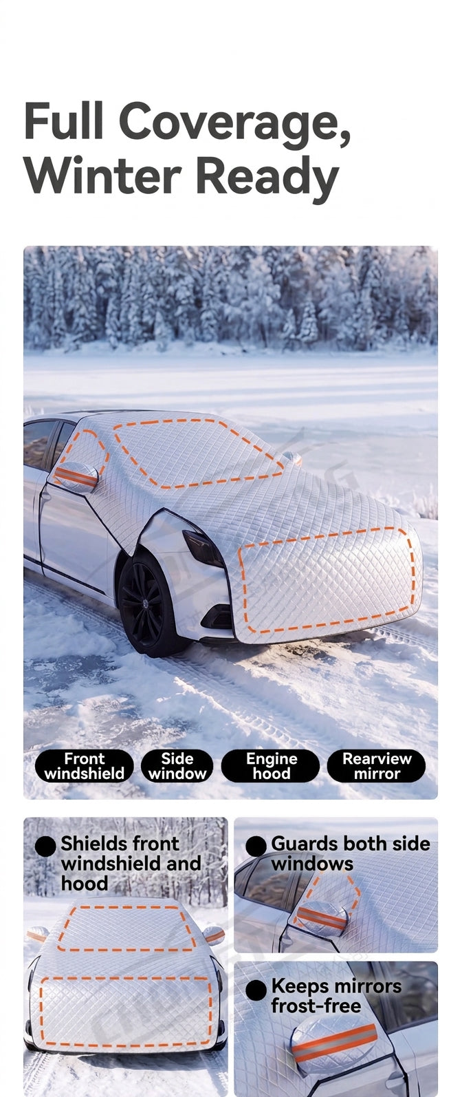 Car Hood & Windshield Snow Cover - Front Half