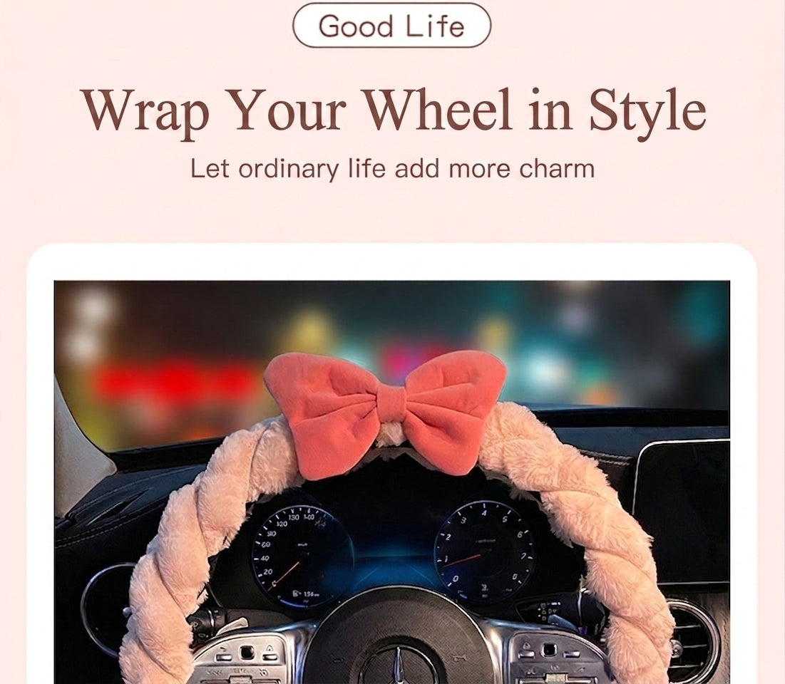 2025 New Car Steering Wheel Cover for Winter, Women's Non-slip Warm, All-Season Universal Winter Plush Handlebar Cover, Winter