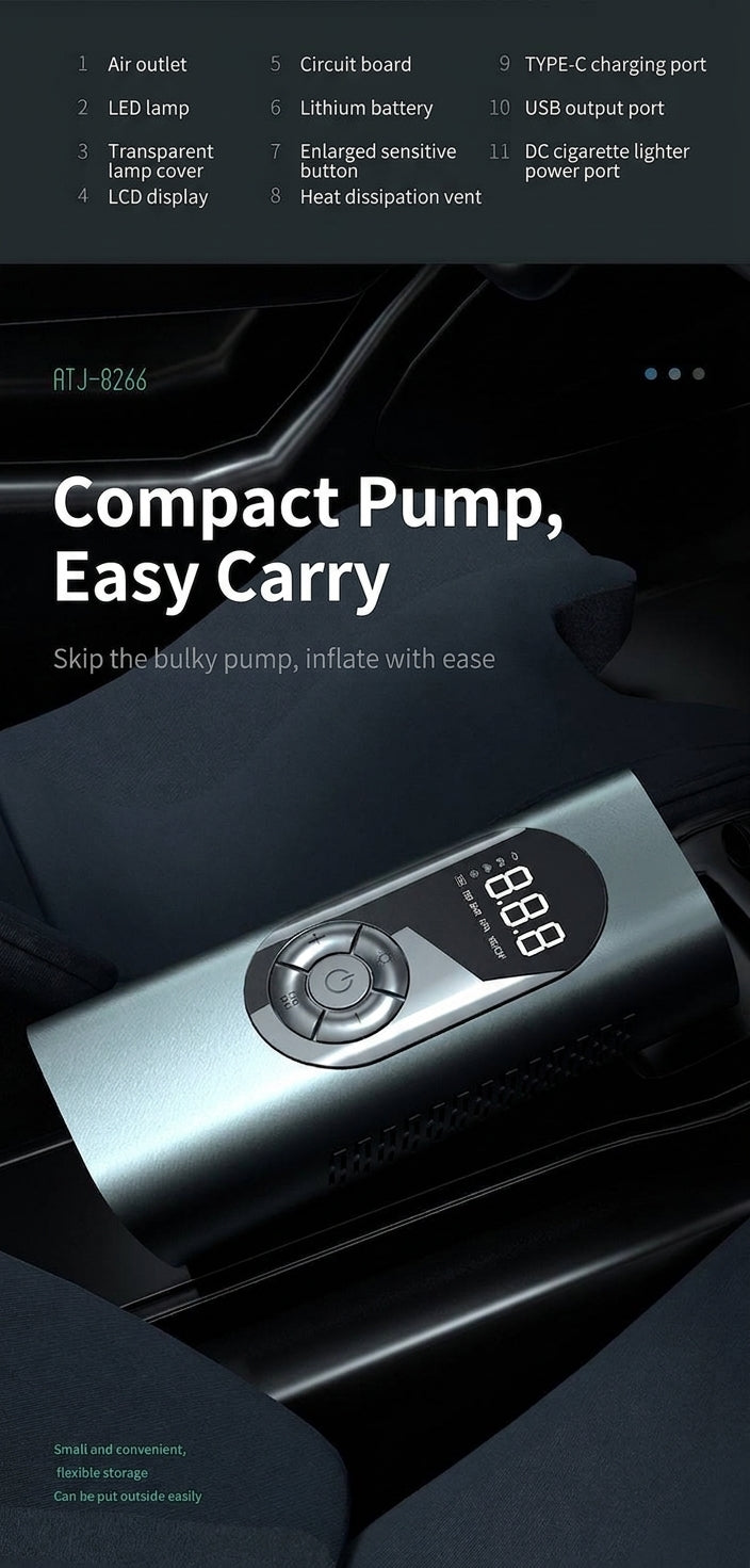 Cross-border Cordless Air Pump Portable Car Electric Pump High Power Tire 12v Car Inflator Pump