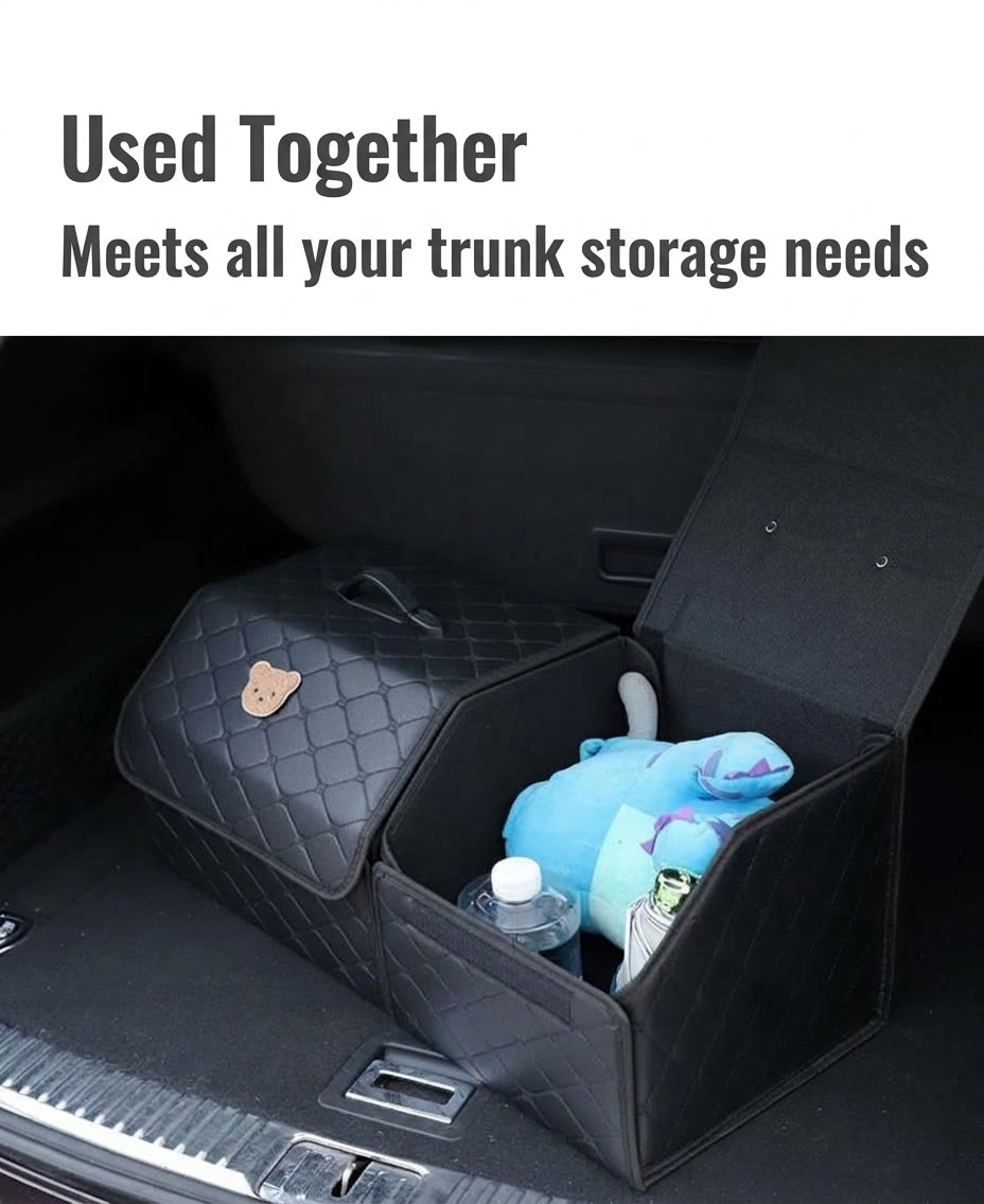 Car trunk storage box, leather multifunctional foldable storage box, storage box, storage box, car interior accessories