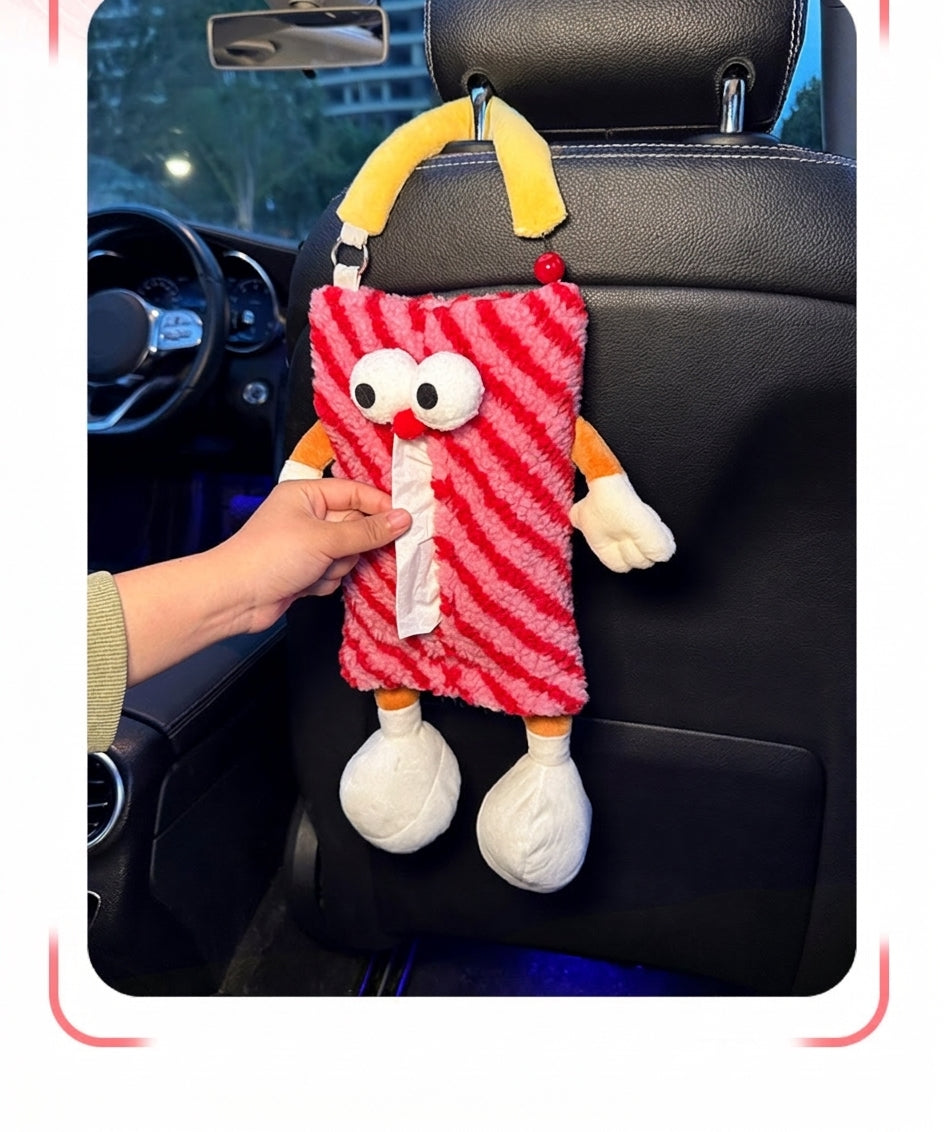Factory custom car tissue box printed processing, hanging sewn label tissue box, car seat back tissue hanging bag
