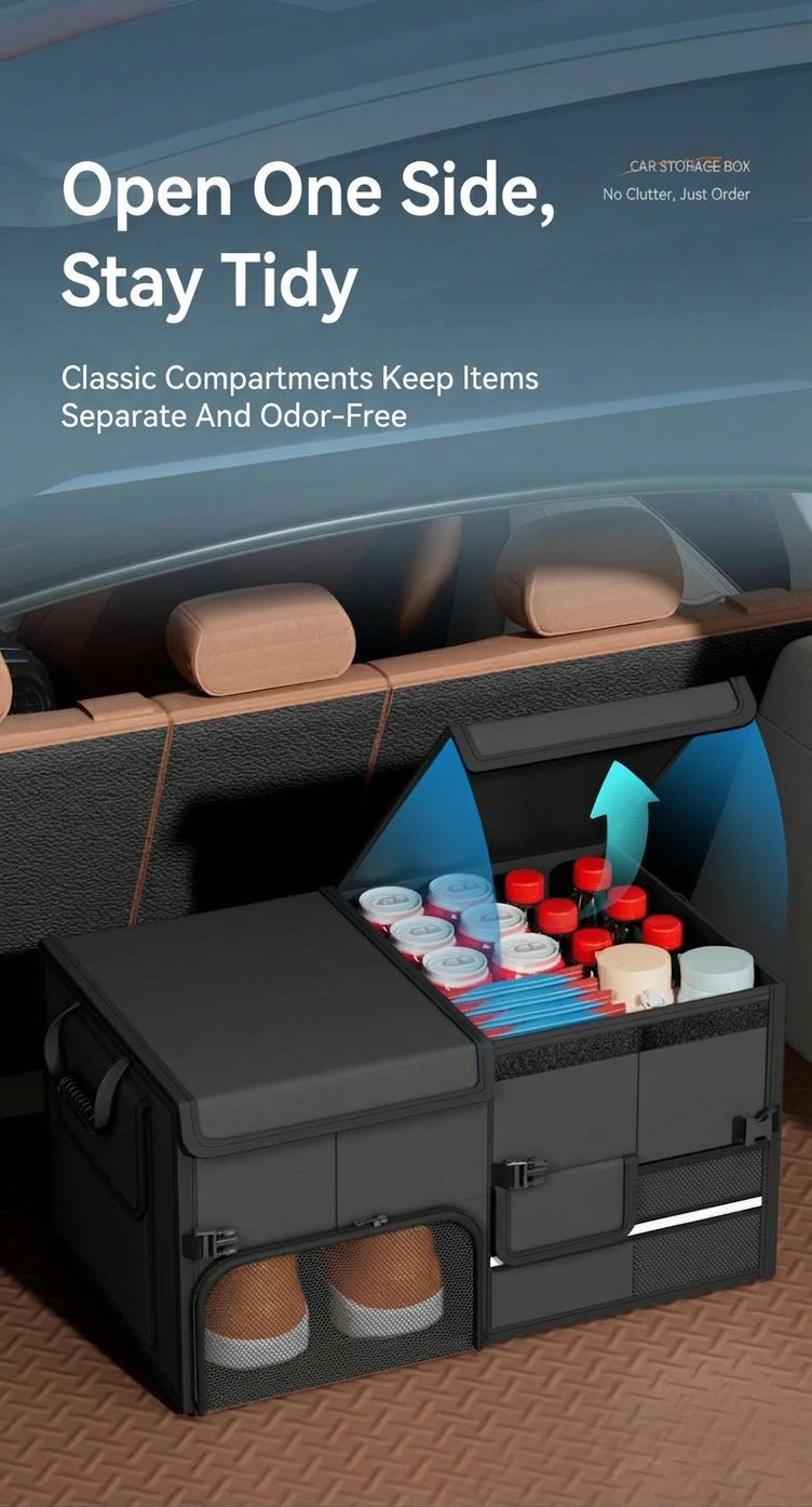Car storage boxes can be folded and stored, practical multifunctional trunk storage boxes for cars, wholesale