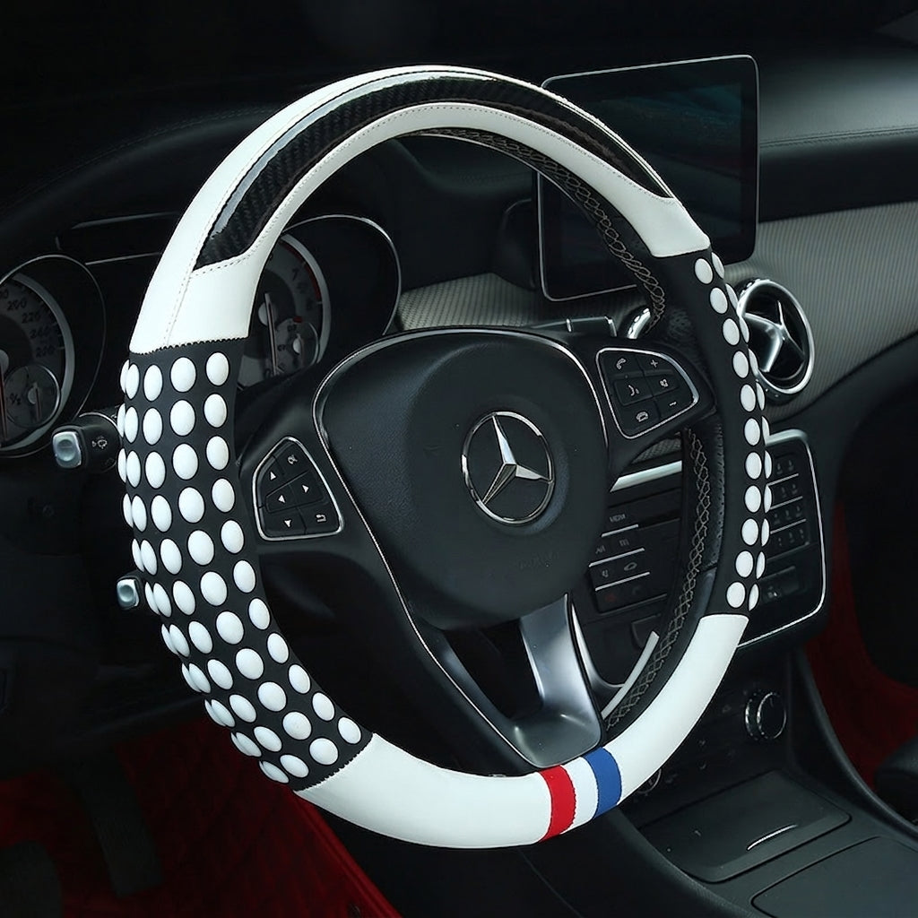 Non-slip sweat-wicking car handlebar covers, colorful carbon fiber leather, fashionable trendy brand steering wheel covers, car GM Amazon