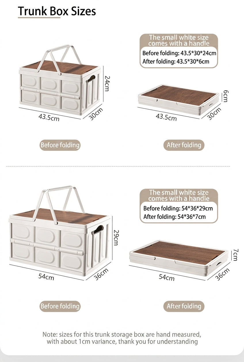 Outdoor camping folding box, storage box, wooden lid, car trunk, picnic storage box, organizer box, clothing storage box