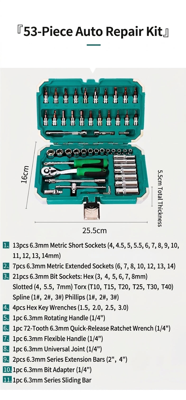 Auto Repair Tool Kit, 55-Piece Socket & Wrench Set