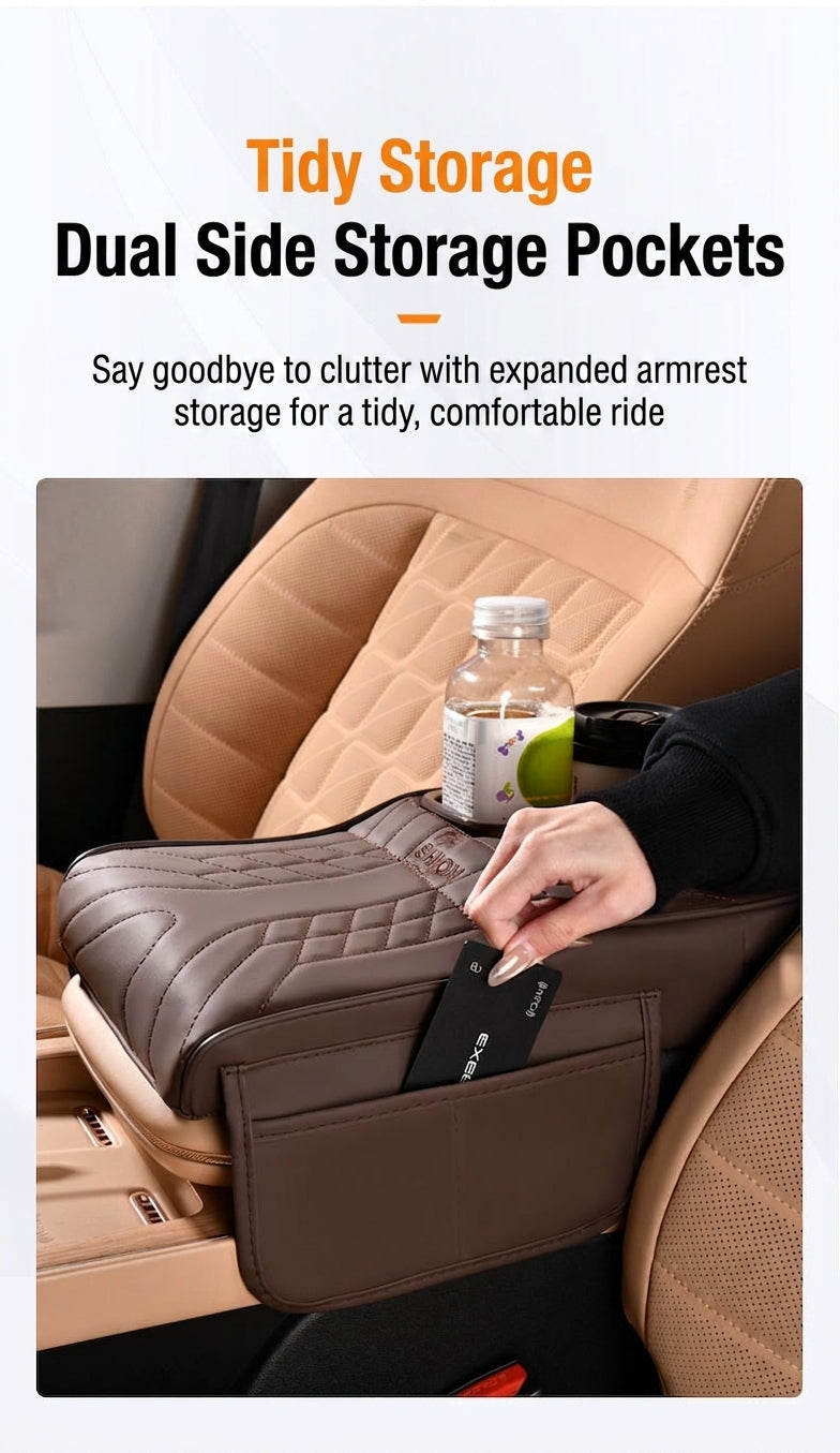Multi-functional car armrest box water cup holder heightened central protective cover car tissue box supplies storage mat