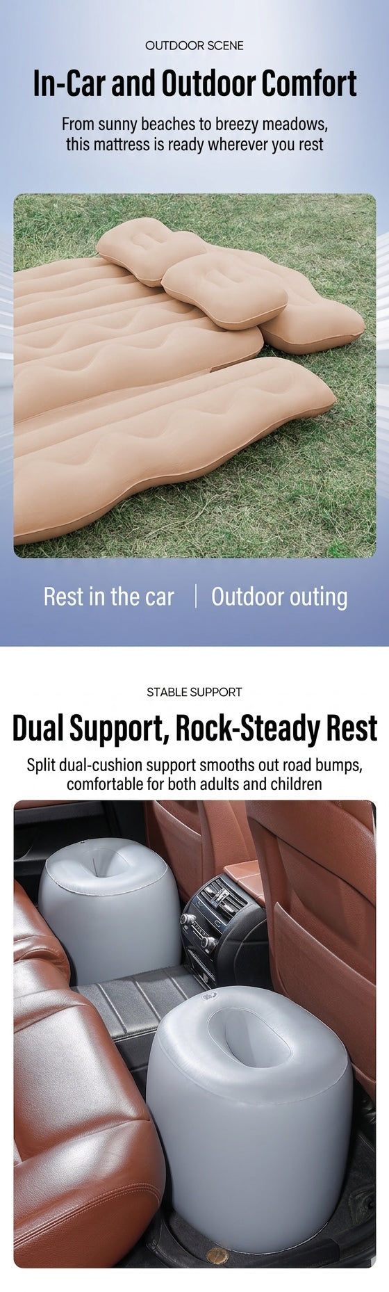 Cross-border car inflatable bed Car rear exhaust mattress Universal folding sleeping air mattress travel mattress