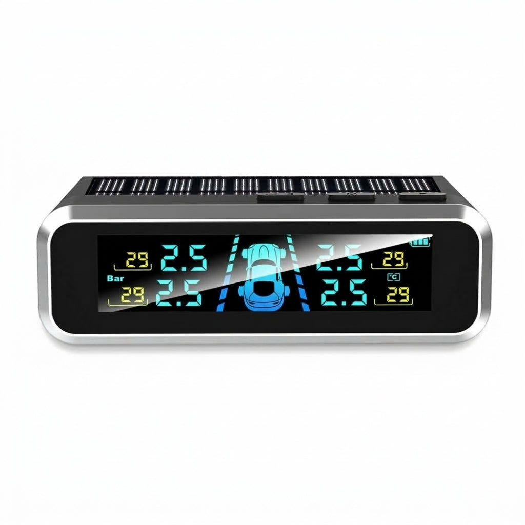 Tire pressure monitor, solar external sensor, high precision automotive tire pressure monitor, tire pressure sensor