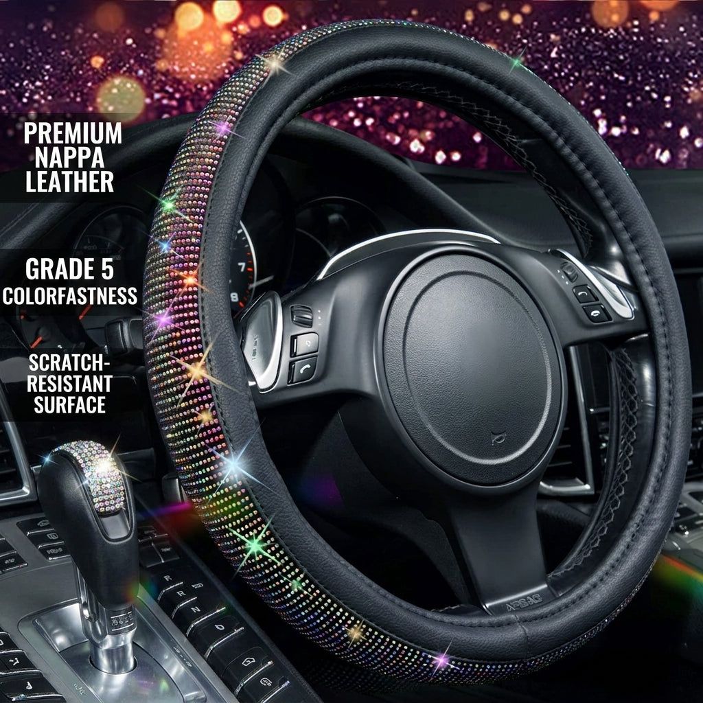 New car rhinestone fully rhinestone-hot rhinestone steering wheel, personalized handlebar cover, unisex steering wheel, Amazon