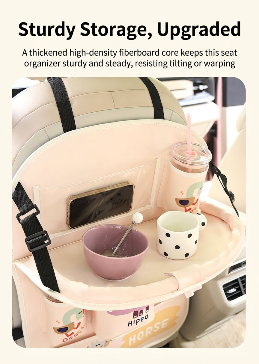 Car multifunctional seat back storage bag, anti-kick pad, convenient cartoon cute tissue box, tissue storage bag, storage box