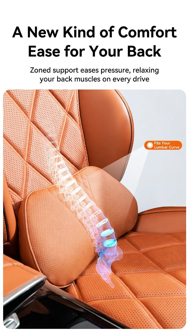 Summer breathable memory foam car headrest lumbar support premium car seat pillow car leather neck support pillow