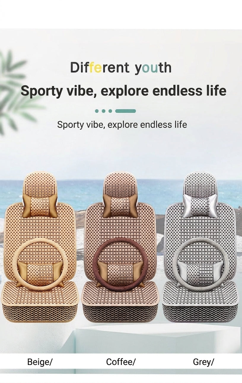 Car seat cushion all-season universal ice silk summer seat cushion full enveloping seat cover car interior seat cushion five seat cover cushion