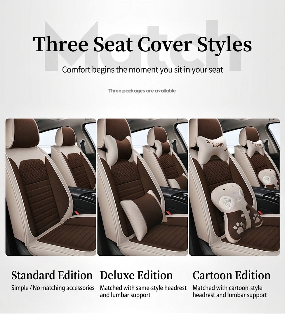 All-season universal full-coverage car seat covers, full-coverage spring and winter linen fabric art car covers, seat covers, and car cushion covers