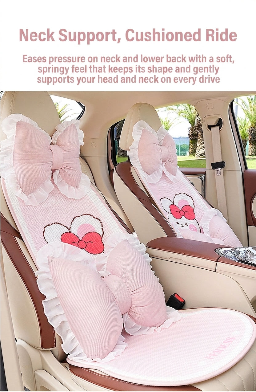 Creative butterfly-shaped car headrest neck support with lace edges for car cushions, all-season universal comfortable breathable car lumbar support