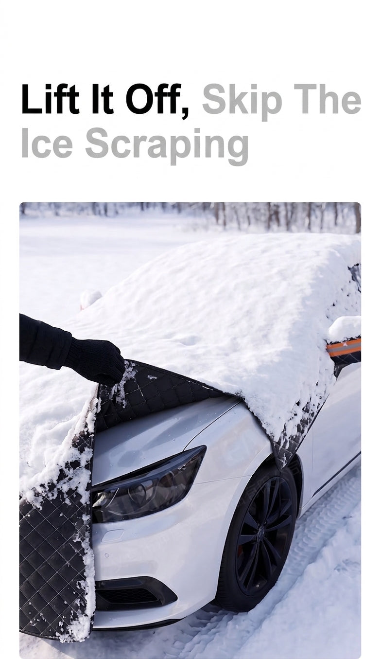 Car Snow Cover - Front Half Cover with Straps