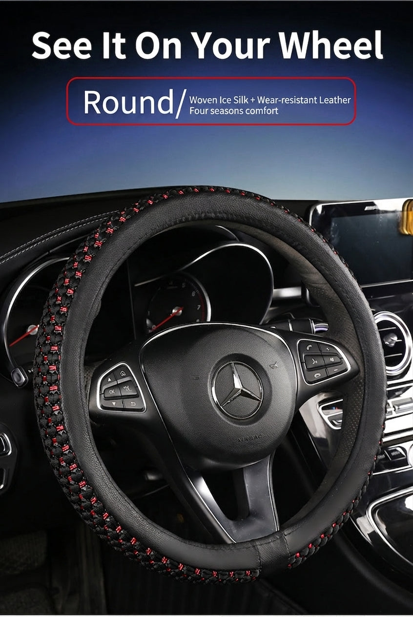 Factory direct sales of Ice Silk breathable non-slip steering wheel covers, all-season universal car handlebar covers, cross-border e-commerce Amazon