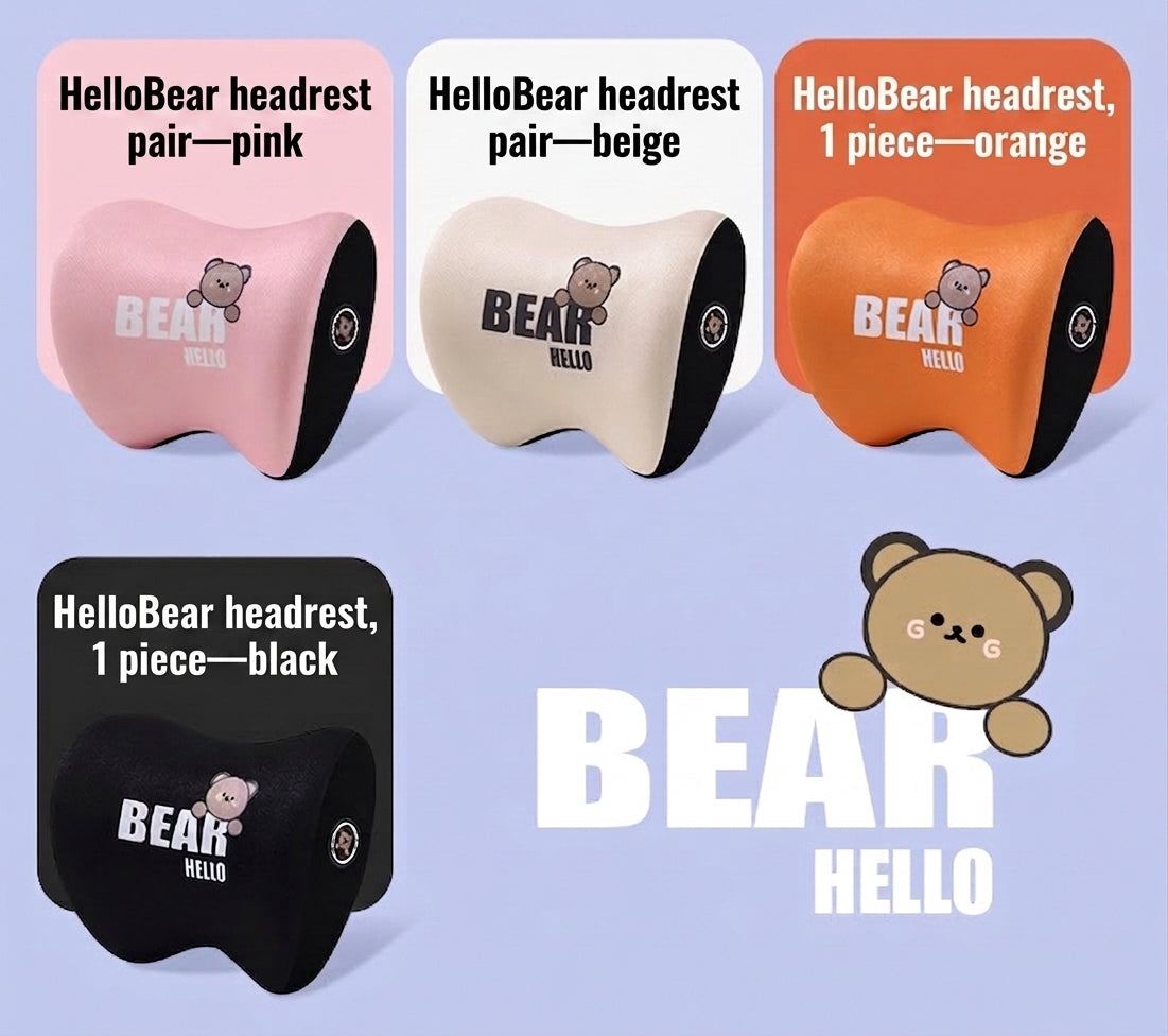 Yiju car cartoon headrest, neck pillow, memory foam, car cushion, car seat, neck and neck pillow, bear headrest