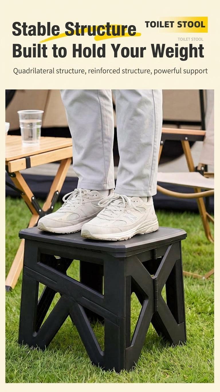 Outdoor camping folding toilet, car-mounted portable odor-resistant adult mobile travel toilet stool