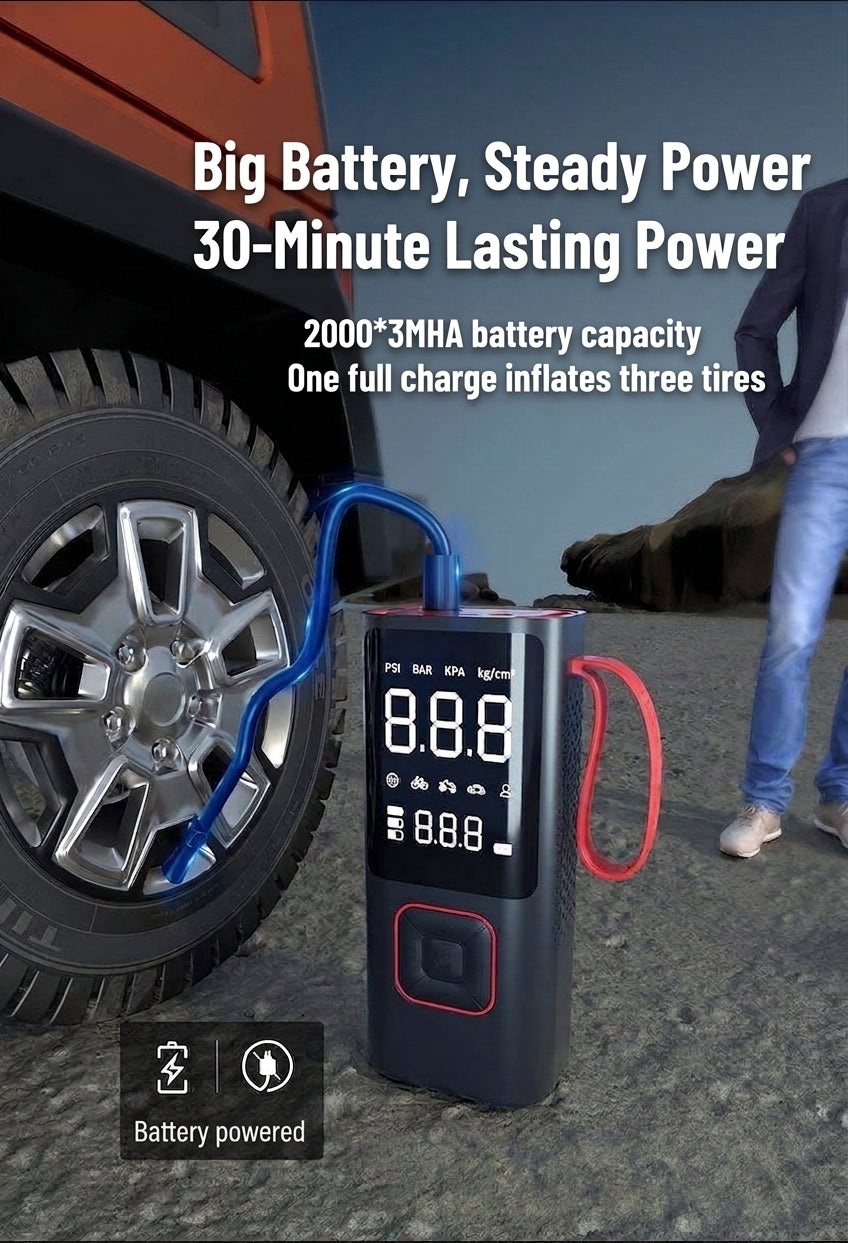 Car Inflator Pump Outdoor Convenient Car Wireless Inflator Pump Digital Tire Pressure Car Tire Electric Pump