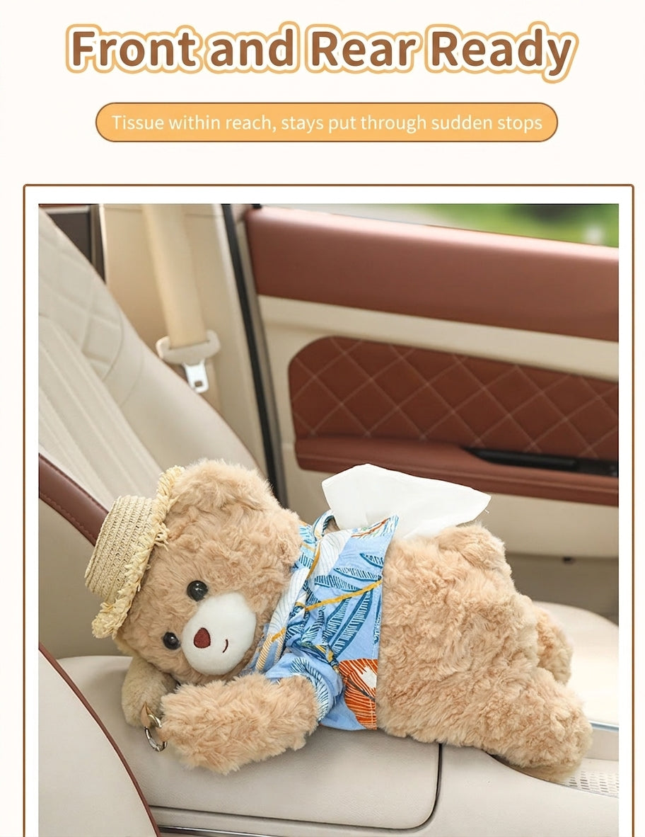 Car tissue box hanging car drawer box bear creative cute practical doll in the car tissue bag hanging bag